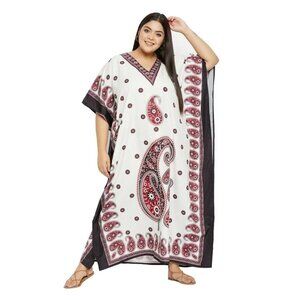 Gypsie Blu Women's Kaftan V-Neck Boho Casual Printed Geometric OSFA Plus Size